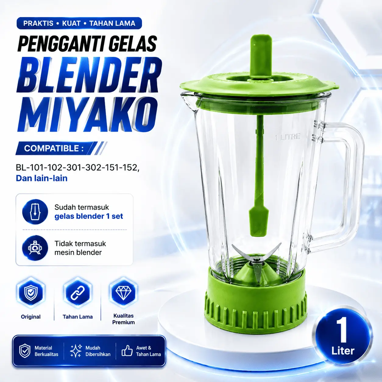 GELAS BLENDER SET MIYAKO BARU BL 101-102-301-152 GEAR PLASTIK MIYAKO Pisau