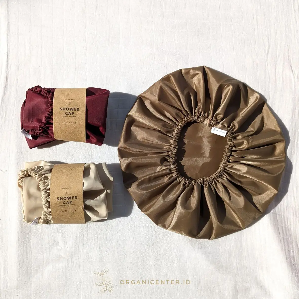 Shower Cap Premium Organicenter Penutup Kepala Waterproof Tebal Bonnet Topi Mandi Travel Hair Cover Satin Parasut Hair Net Showercap