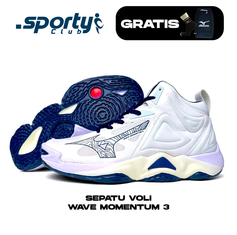 Sepatu Voli Mizuno Wave Momentum 3 White Rainbow Sepatu Sporty Pria Wanita Sepatu Olahraga Model Terbaru Terkini Bisa COD 2