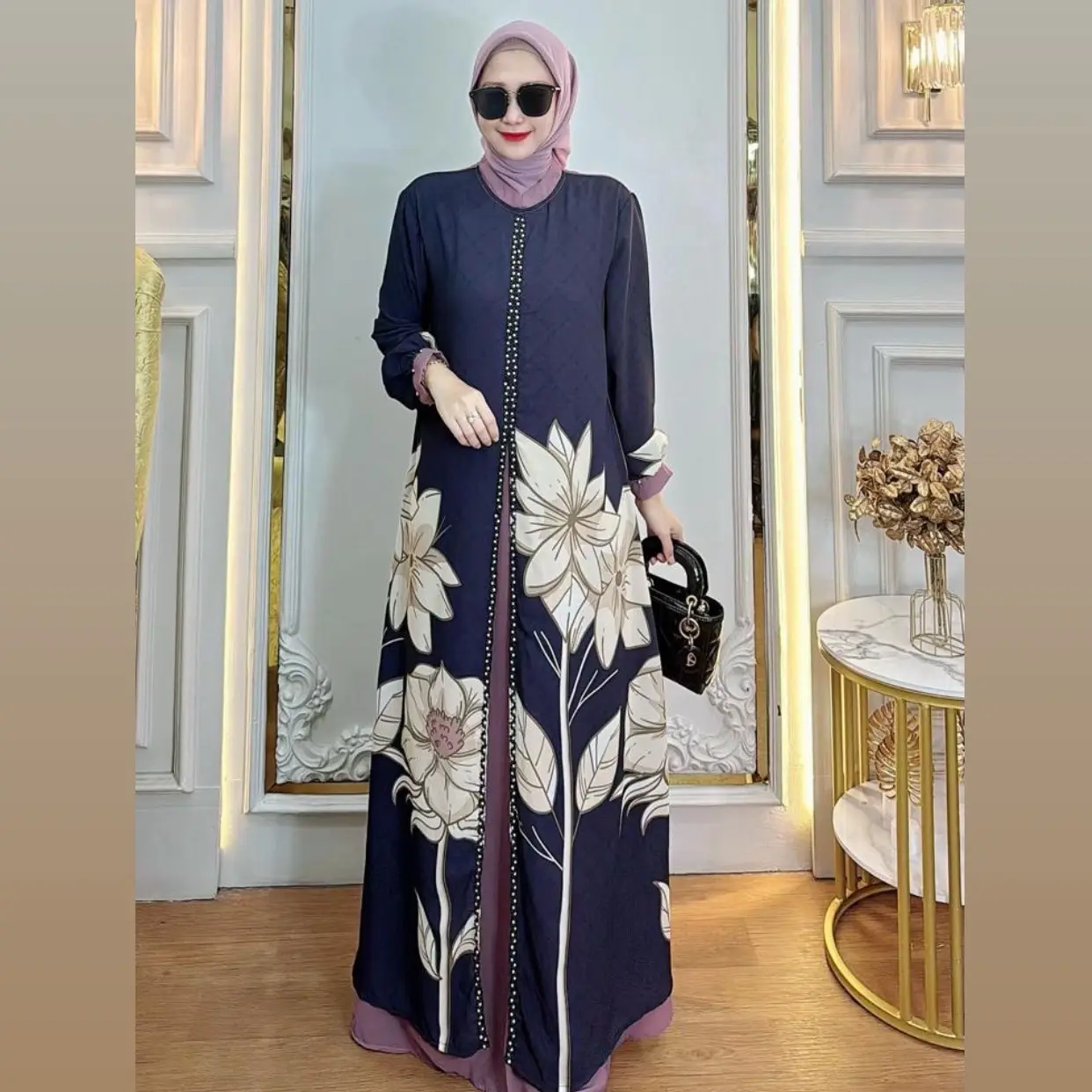 Dress saraah printing. By. Kareema.moslemwear