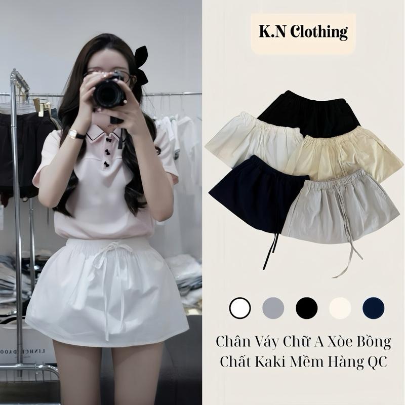 Chân Váy Chữ A Thô Kaki Nữ Dáng Xoè Bồng Chất Kaki Mềm Cạp Chun Dây Rút Hàng Quảng Châu Hot Trend Dễ Phối Đồ