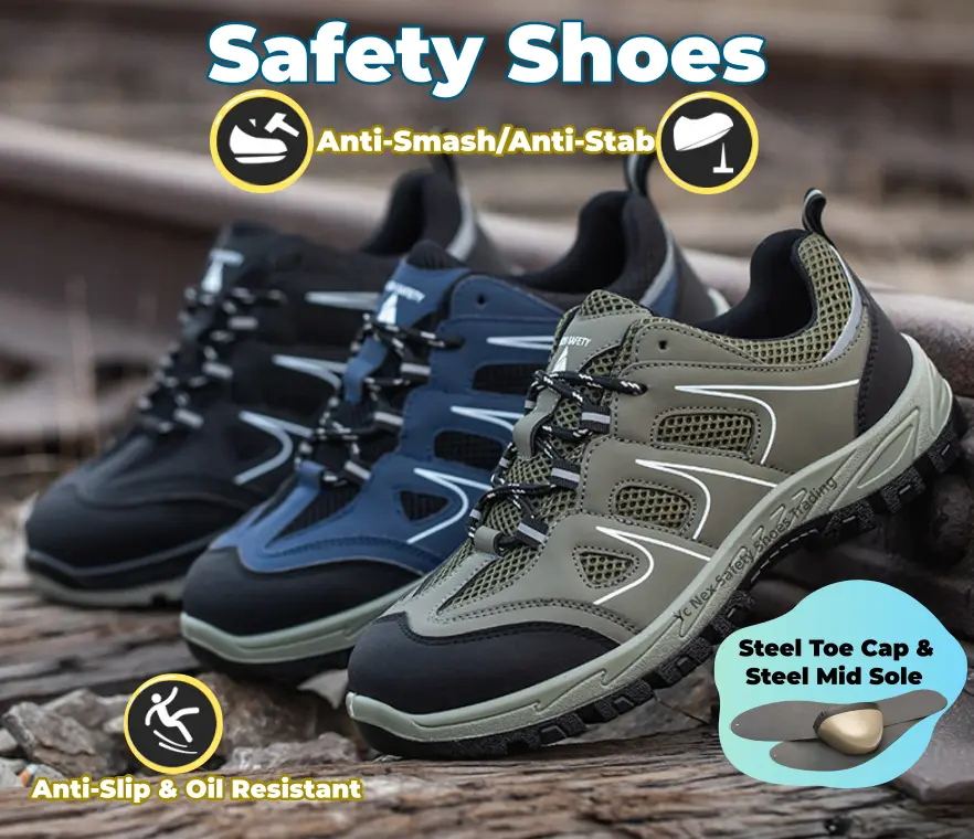 Safety Shoes / Safety Boots 363 Low Cut Laces Up /Steel Toe Cap /Steel Mid Soles /Microfiber Leather/ Unisex Light /Cotton