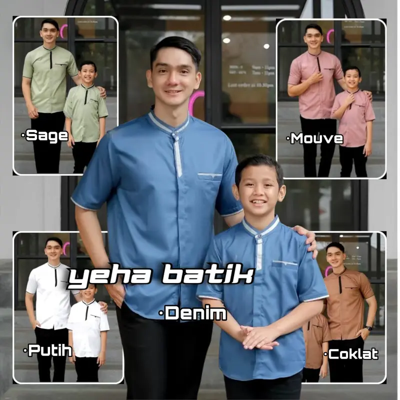 Burgundy Couple Baju Koko Ayah dan Anak Laki laki || Baju Koko Muslim Dewasa dan Koko Anak Laki laki Modern 2025 1