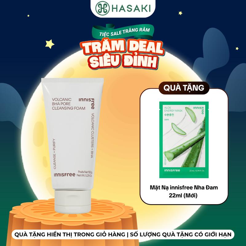 [MUA 1 TẶNG 1] Sữa Rửa Mặt innisfree Kiểm Soát Nhờn Tro Núi Lửa & BHA 150g (Mới 2023) | HASAKI BEAUTY Skincare Nữ