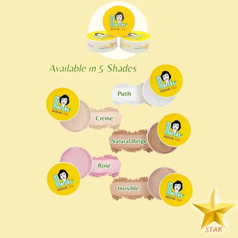 Marcks Classik Bedak Tabur 40gr / Rose / Invisible / Natural Beige / White 0
