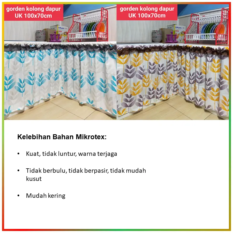 5 PCS PAKET HEMAT Gorden Kolong Dapur Bawah Meja Kompor dan Westafel Motif Terbaru 3