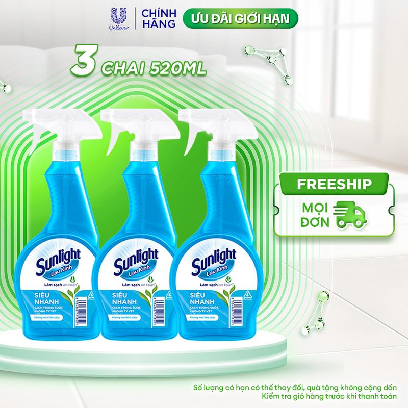 Combo 3 Nước lau kính Sunlight Siêu nhan | Sạch trong suốt, không tỳ vết | Chai…