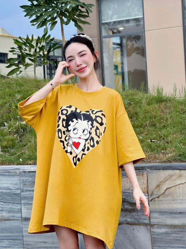 D95 - Đầm Suông Fom To in Hình Dễ Thương Women 2