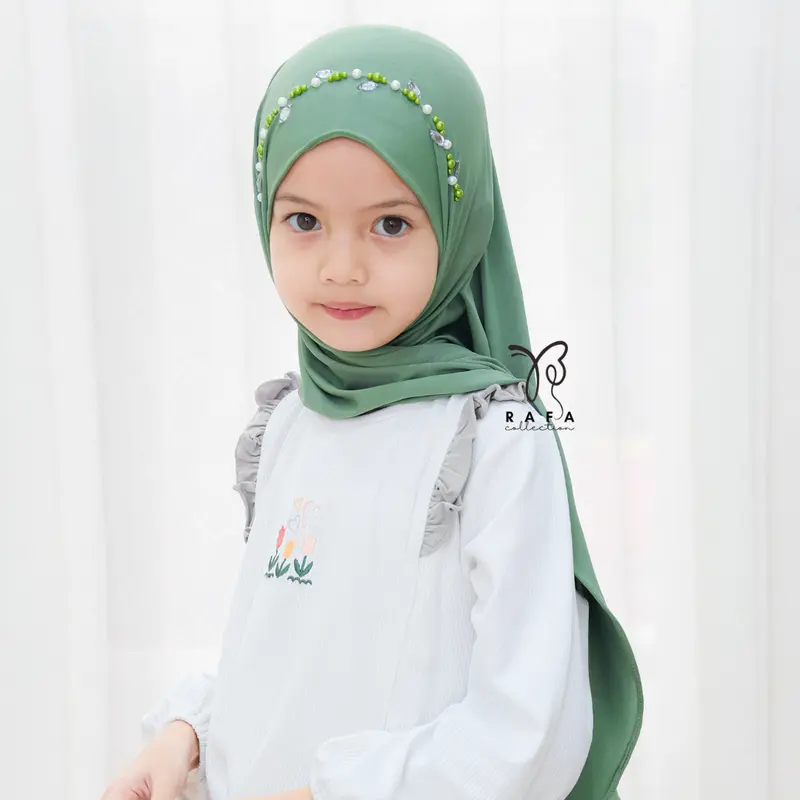 kerudung Pashmina Anak Instan Payet | Pashmina Instan Jersey Premium Polos Nyaman Muslim Variasi Jilbab Kerudung untuk bayi dan balita Serut 8