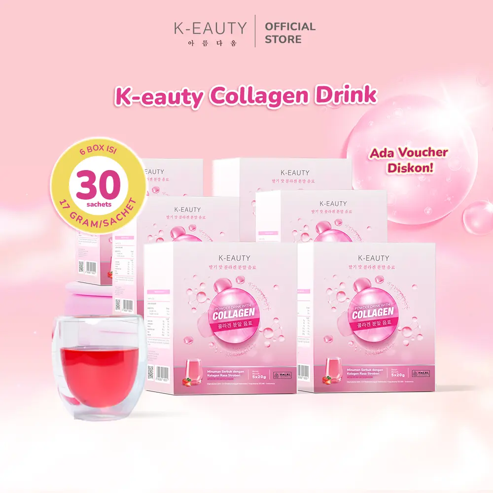 K-EAUTY Collagen Drink | Paket Bulanan 30 Sachet | Minuman Kolagen Pencerah Kulit