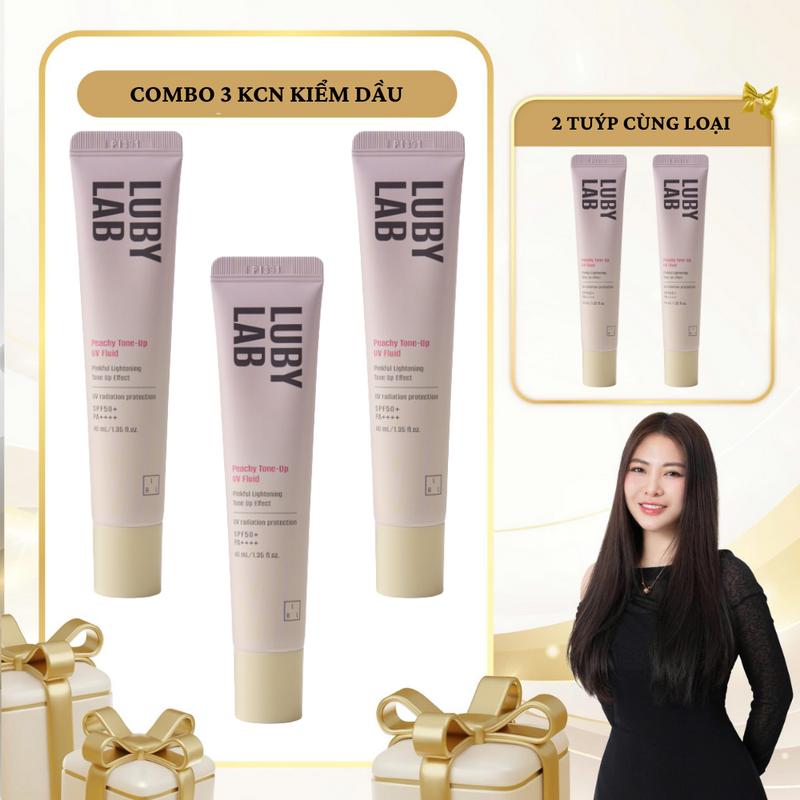 SN1968 - Combo 5 Kem Chống Nắng Lubylab Chống Nước Kiềm Dầu Peachy Tone Up UV Fluid SPF50+PA++++ 40ML