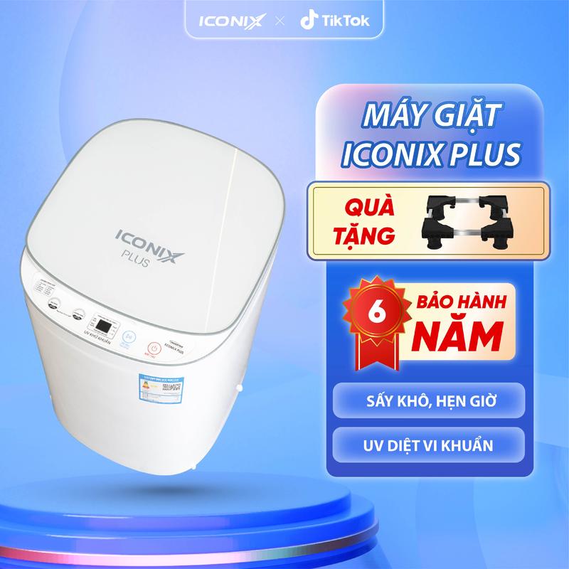 ( NẮP KÍNH ) Máy giặt ICONIX Plus 4,5-5,5 kg ( ổ 2 chấu ) Hẹn giờ ,vắt sấy khô khử khuẩn tự động