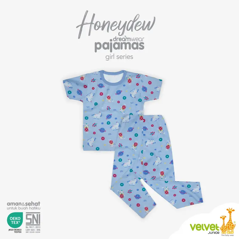 Velvet Junior Piyama Pendek Panjang Anak Perempuan DreamWear Girl - 1 STEL - Busy Bees, Sweet Daisies, Honeydwe 6