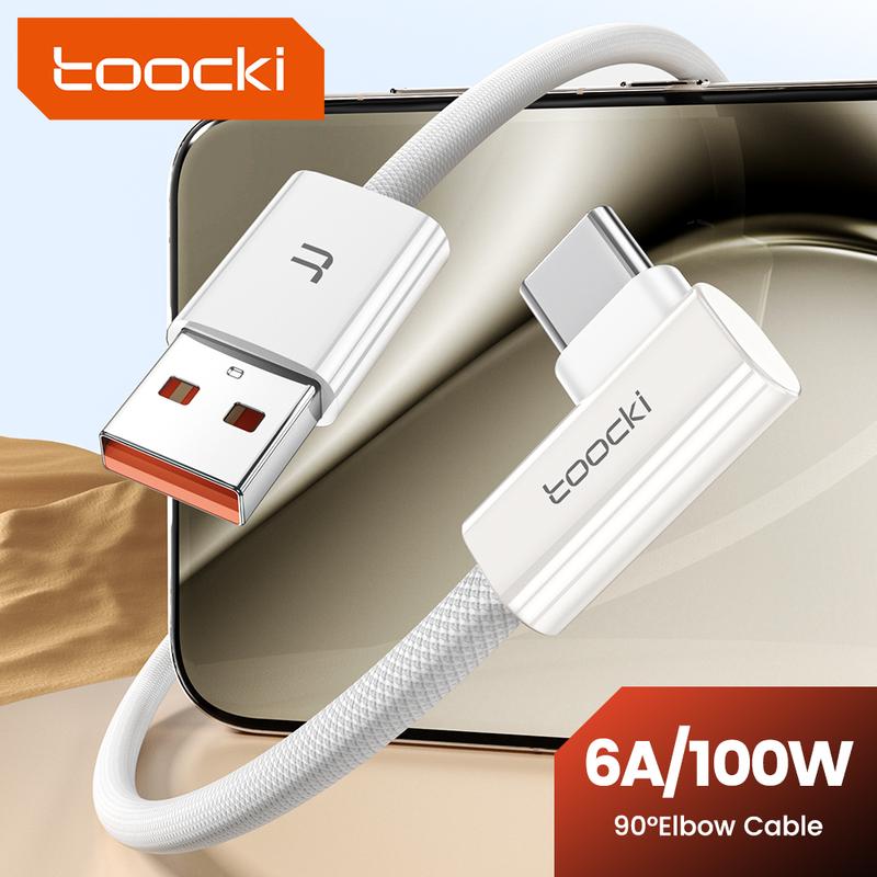 Cáp sạc nhanh USB A sang Type C Toocki Góc 90 độ Công suất 100W Tốc độ truyền dữ liệu 6A Tương thích với Huawei Samsung Xiaomi và iPhone 15 Cũng tương thích với máy tính bảng