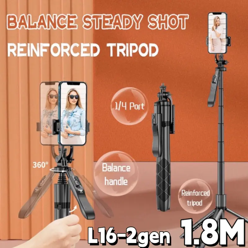 Tiankeplus 1.8M Tripod Bluetooth Selfie Stick Gimbal Stabilizer Camera Tripod with Remote Control