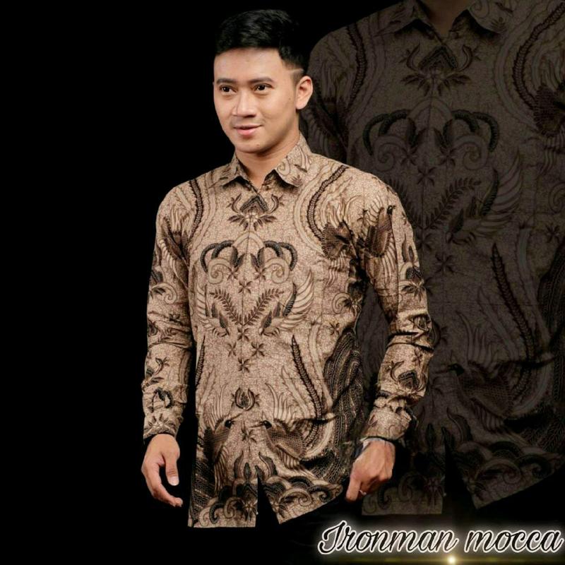 BAJU BATIK COUPLE AYAH DAN ANAK MOTIF IRONMAN MOCCA Hem Dewasa Panjang Katun 2
