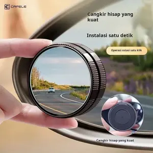 Kaca spion bulat kecil, kaca spion mobil, artefak pembalik titik buta, cermin tambahan, reflektor, cangkir hisap 360 derajat, cermin ultra-bening