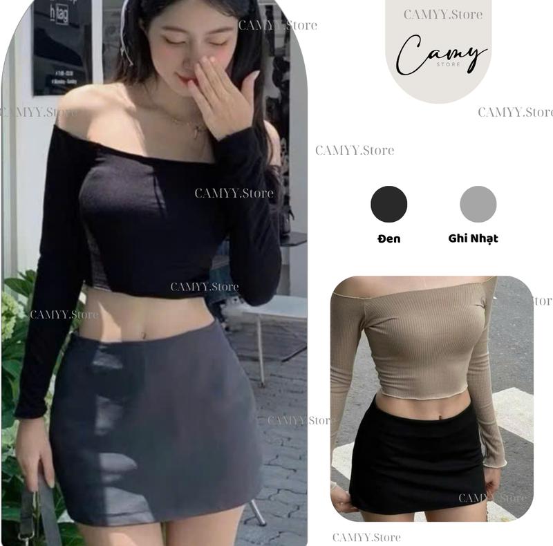   DEAL MỞ BÁN  Chân Váy Ngắn Chữ A Cạp Trễ Ôm Dáng Chất Liệu Co Giãn Mềm Mại Cho Nữ Nhà CAMYY.STORE 