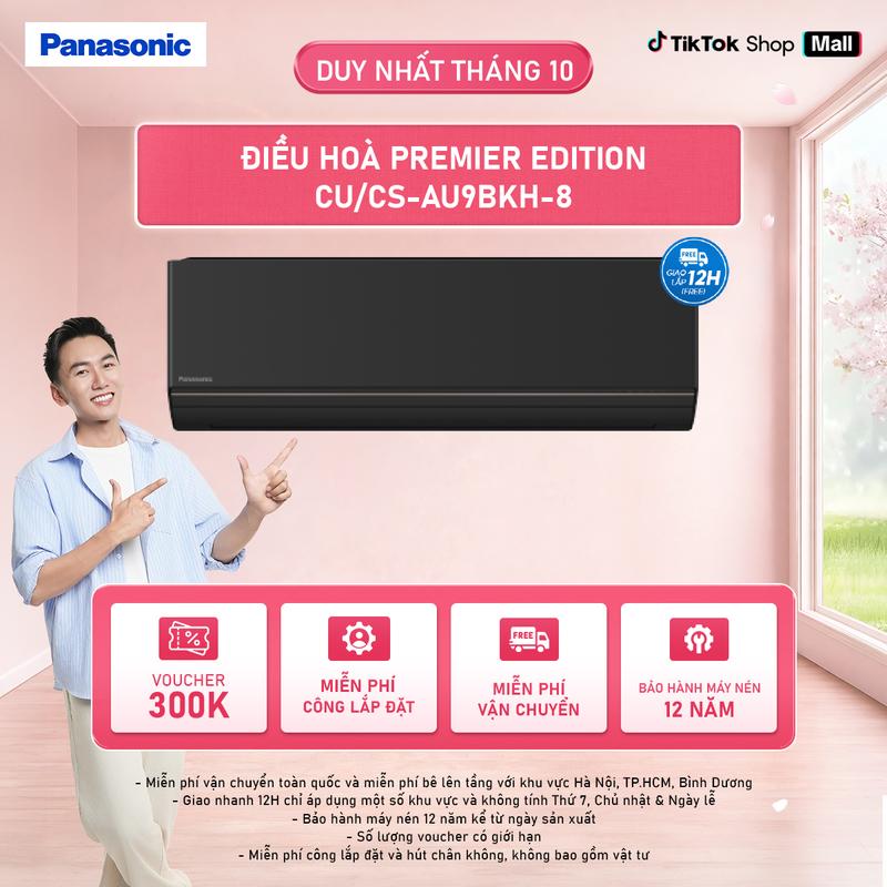 Điều hòa Panasonic Premier Edition CU/CS-AU9BKH-8 - 1HP - Một chiều - Lọc sạch không khí nanoeX - Wifi