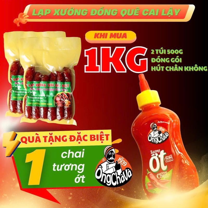 Lạp Xưởng Đặc Biệt Tươi Sấy Dẻo Cai Lậy Đồng Quê Vị Mặn Ngọt Nguyên Liệu Sạch
