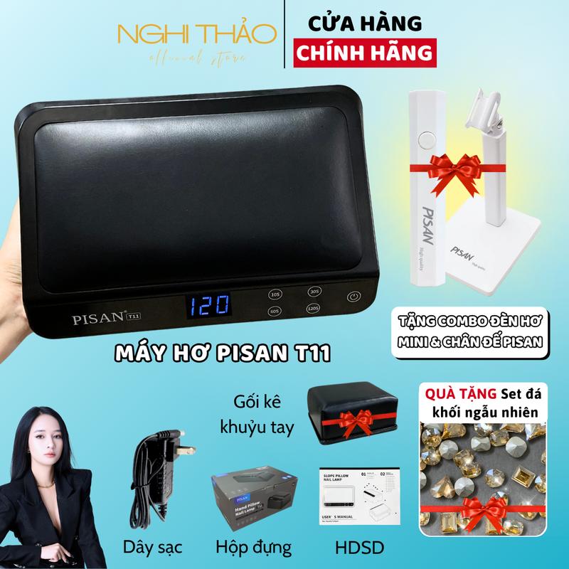 Máy hơ gel T11 PISAN nút cảm ứng có âm thanh 72W Màu Đen Tặng set đá khối ngẫu nhiên +combo đèn hơ mini và chân đế