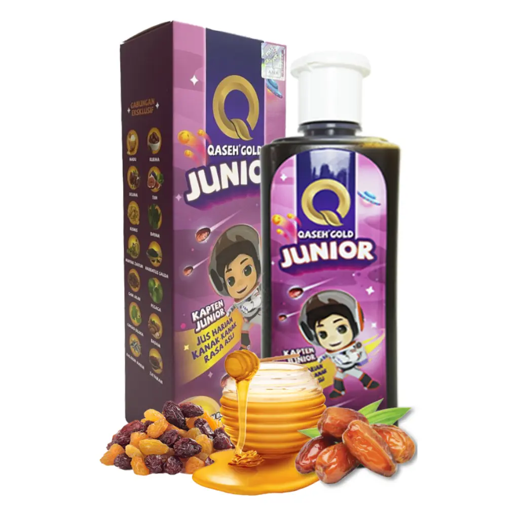 430ml QASEH GOLD JUNIOR ORIGINAL / ASLI :: CONSTIPATION, FEVER RELIEF Supplement