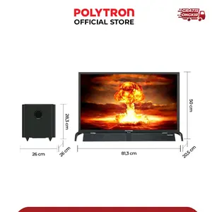 POLYTRON Cinemax Soundbar DIGITAL LED TV 32" PLD 32BV1558 dengan Kualitas Suara Terbaik dan Desain Modern