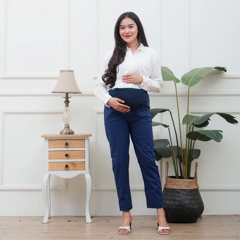 Celana Hamil Kerja Kantor Jumbo Maternity Pant Women Celana Hamil Katun Streetch Premium 6