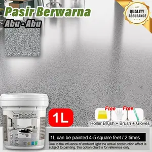 Tidak Perlu Cat Dasar dan Pernis  Cat lantai pasir epoksi kilap tinggi, pelapis serpihan epoksi, cat lantai epoksi, cat dasar epoksi tugas berat untuk pelapis lantai, cat lantai simen exposy, cat batu, cat epoksi tahan air untuk toilet epoksi