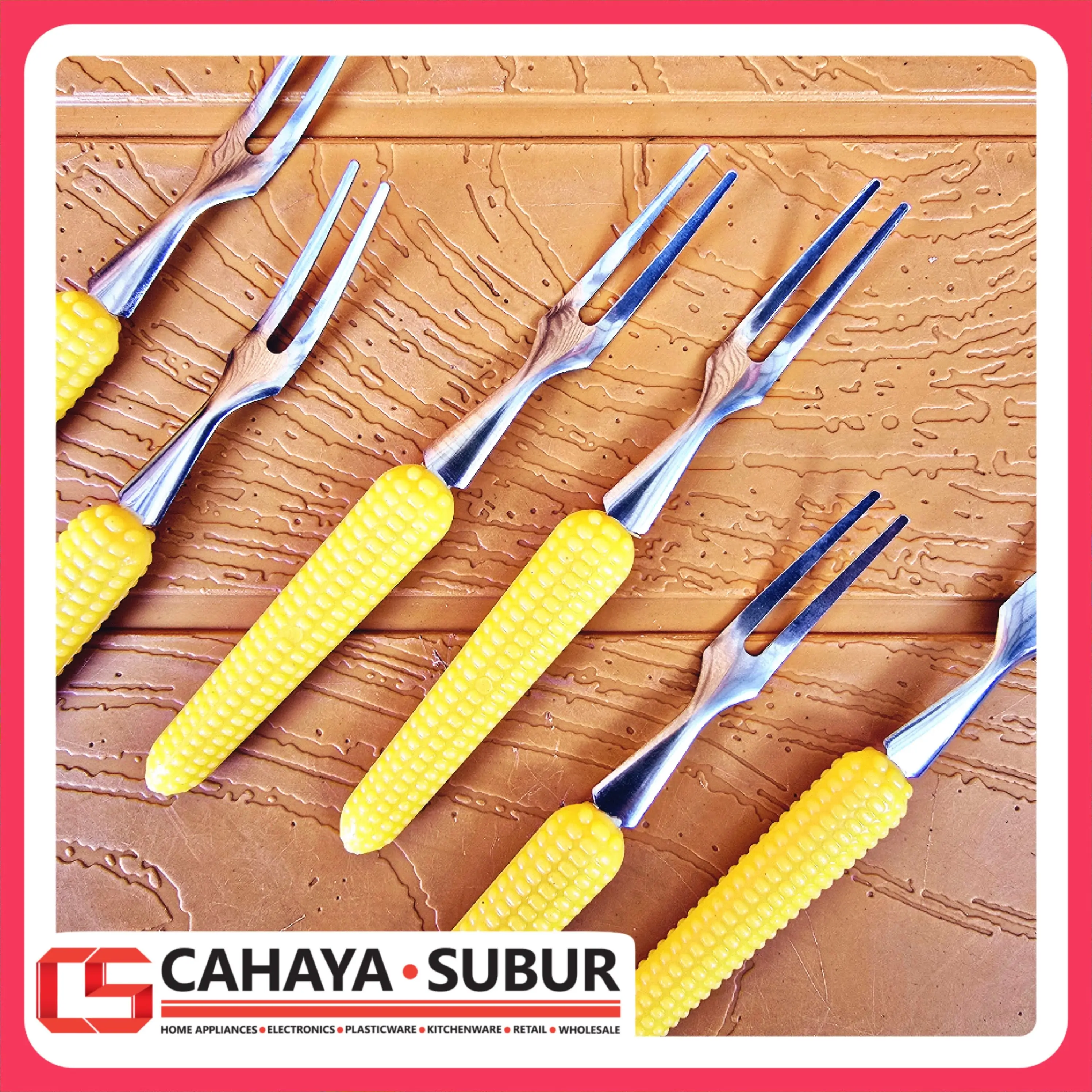 Harga Satuan Grosir Garpu Kue Kecil ANM Gagang Motif Jagung Stainless Steel Cake Dessert Fork