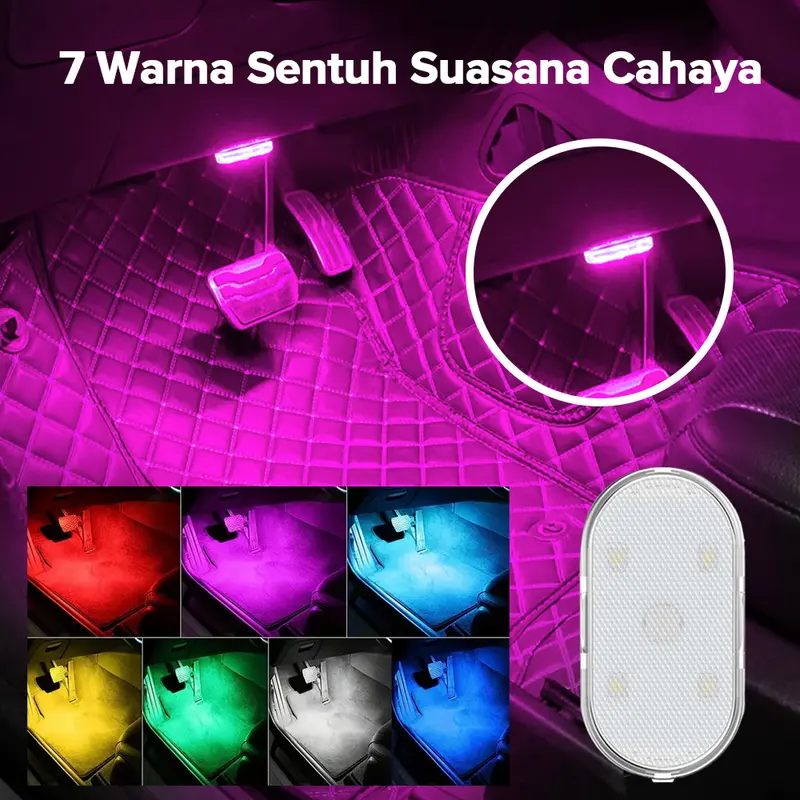 Lampu 6LED Dalam Mobil Touch Light Lampu Sentuh USB Lampu Hias Mobil Lampu Baca Lampu Sensor Gerak Otomatis 5V Car 0
