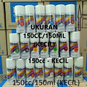 DITON Spray Paint Pilox Cat Semprot 150cc (KECIL) Warna Glossy Metallic Doff Stabilo Chrome Hi-Temp (Black Clear Red Blue Silver Grey) 150ml
