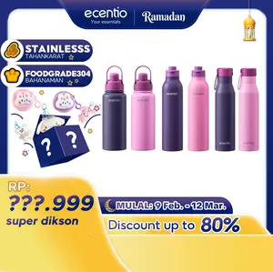 【RANDOM GRATIS HADIAH】【Warna Senja Alamiah】ecentio tumbler Stainless Vacuum Portable Thermos Botol minum besar Dapatkan gantungan kuncinya