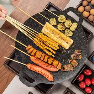 Grill Pan 28/32 /34CM Wajan Pemanggang Bulat Panggangan BBQ Anti Lengket Loyang tipis Kitchenware barbecue plate