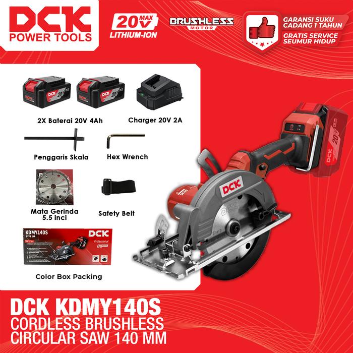 Gambar DCK Cordless Brushless Circular Saw 140mm / Mesin Sirkel 5.5 Inch / Sirkel Potong Kayu 5.5" KDMY140S dari DCK Power Tools Indonesia Kota Administrasi Jakarta Barat Tokopedia