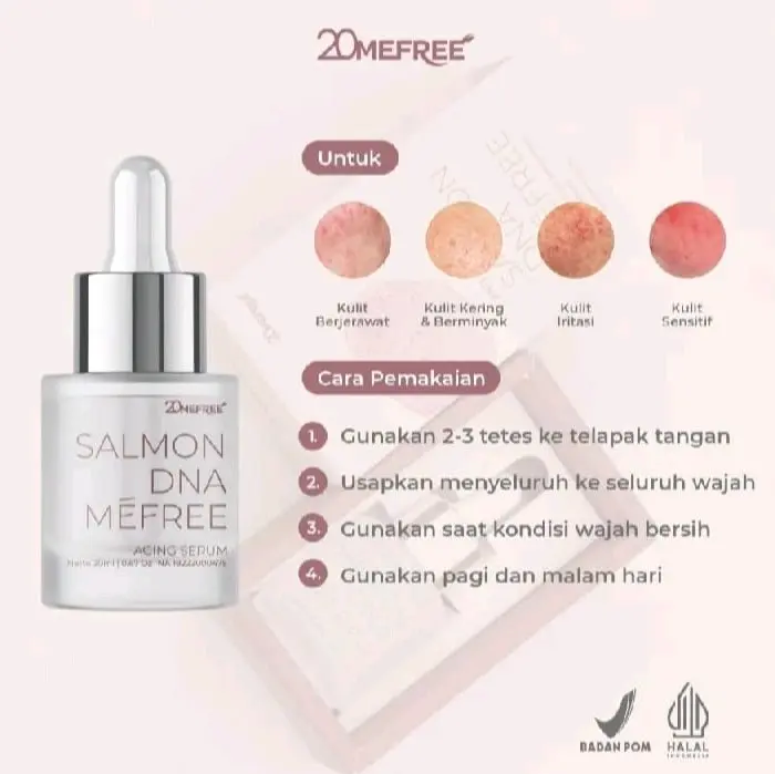 20Mefree Anti Aging Serum Salmon DNA Mefree - Anti Penuaan,Perawatan Kerutan Wajah, Serum Anti Aging dan Mengencangkan Kulit glow Mencerahkan Tetes Muka Vitamin Niacinamide Pencerah Berminyak Kering 2