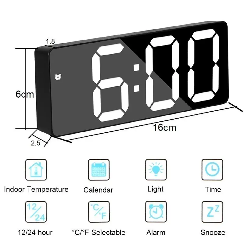 Jam Alarm Dinding Meja Digital Clock LED New Model 2024 5