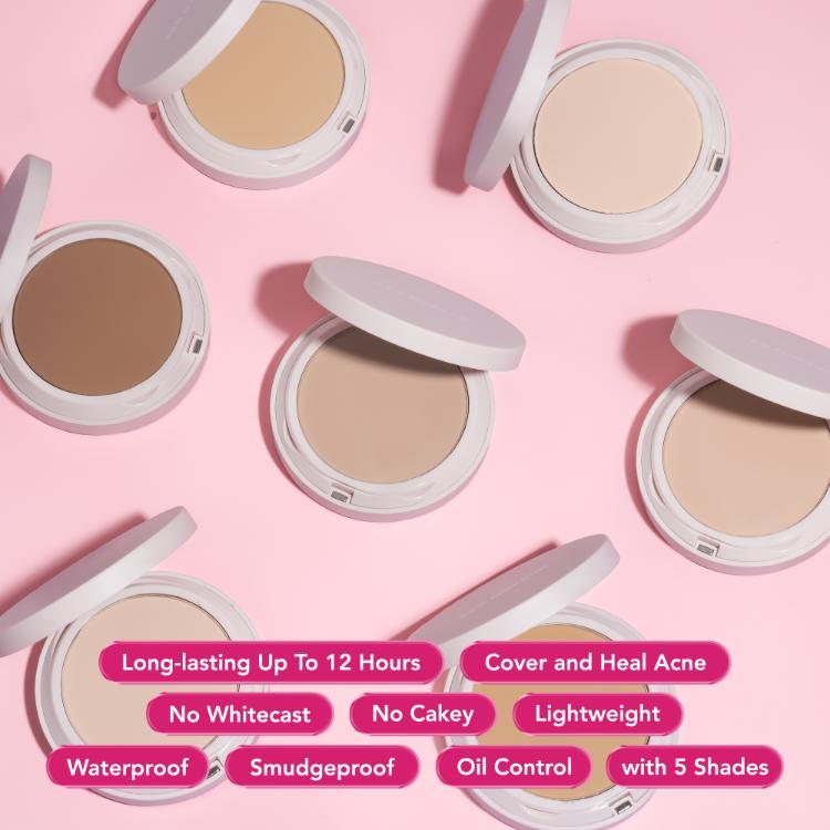 Product Introduction of Sea Makeup Acne Cover & Smooth Two Way Cake Pressed Powder and Matte, Bedak Padat, Compact Powder with Salicylic Acid + Ceramide + Safflower 1