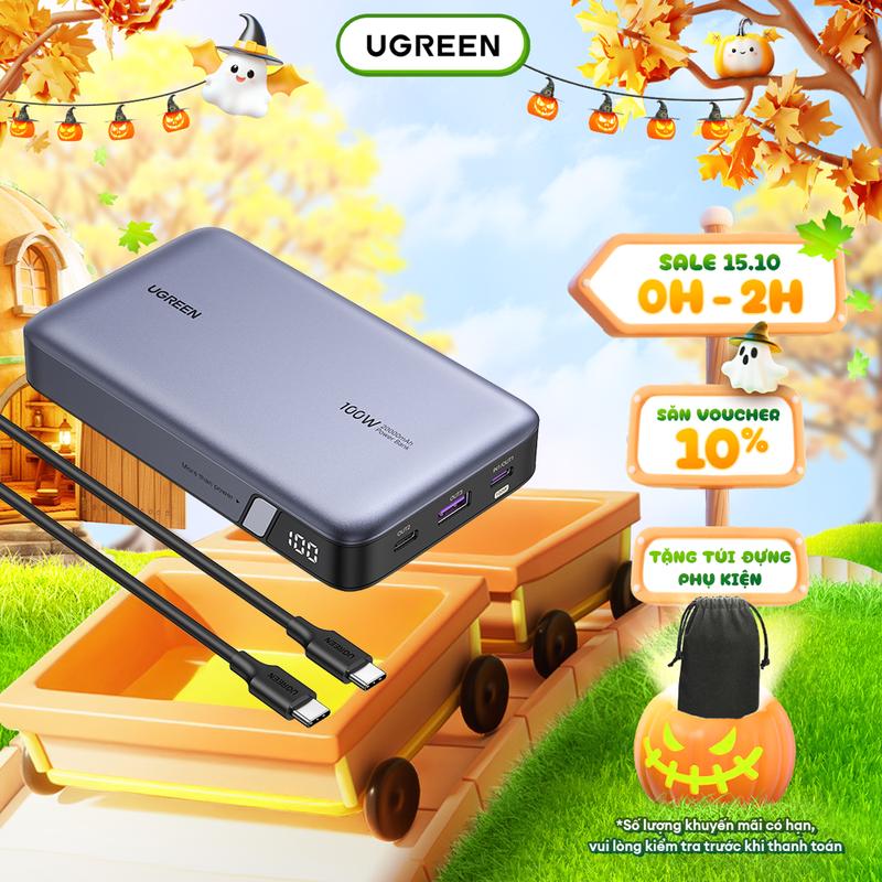Bộ Pin Sạc Dự Phòng UGREEN 20.000mAh-100W/25.000mAh-145W | 3 cổng sạc nhanh (2C-1A) | Cell pin Li-Ion | Màn hình kỹ thuật số | Bảo hành 18 tháng 1 đổi 1 | 90597A 25188 Pin Dự Phòng Sạc Pin