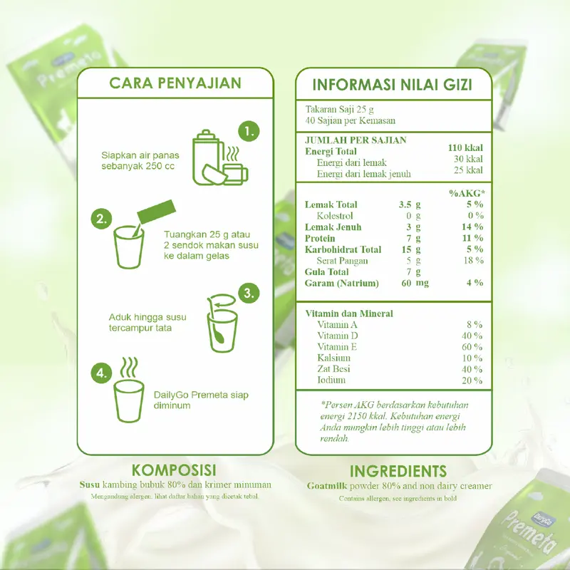 Susu Kambing Etawa Bubuk Original 1 kilogram Atasi Asma Infeksi Paru-Paru TBC dan Masalah Pernapasan Lainnya / Aman Untuk Diabetes / Premeta Original 1