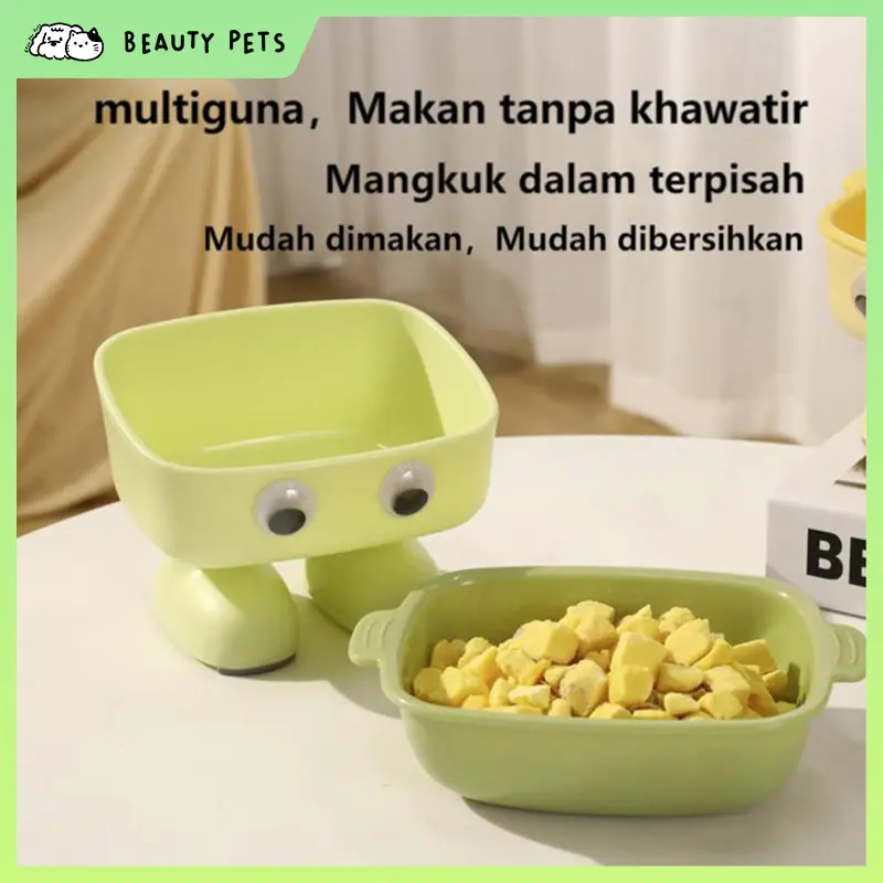 BP-010101 Mangkuk Kucing & Anjing Tinggi dengan Neck Protection, Pet Bowl untuk Mencegah Leher Tertekuk, Praktis dan Nyaman