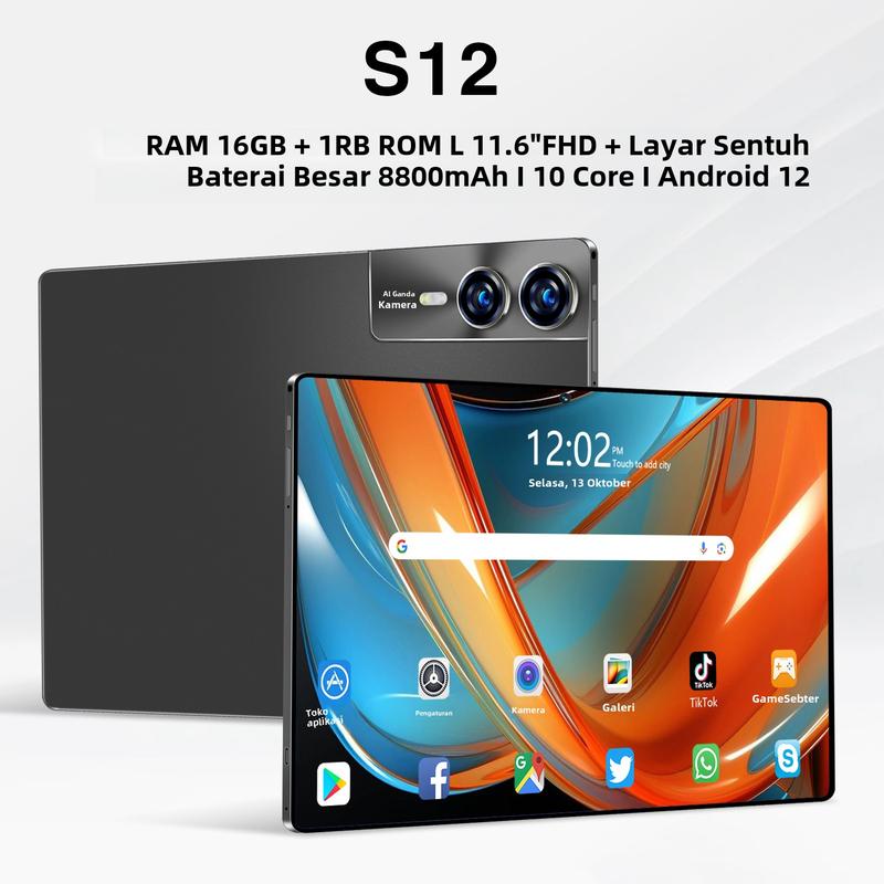 Tablet Hancdon S12 Plus 2025 Original Baru 16GB 1TB 11,6 inci WiFi 5G ...