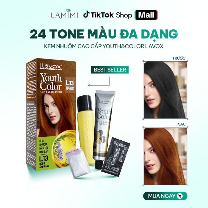 Kem Nhuộm Tóc Thời Trang Youth&Color la vox 24 Màu Cao Cấp Kèm Sẵn OXY trợ nhuộm Bao Tay & Kem Giữ Màu Lamimi Dễ Sử Dụng Tại Nhà