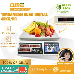 [EXCLUSIVE SUAN] QME- Timbangan Digital Skala Komputasi Digital 40kg Tampilan Ganda/Pengukuran 40kg Buah Alat Baja Kitchenware