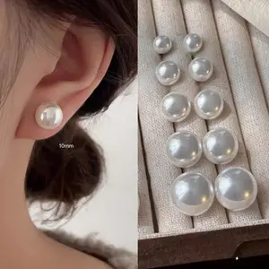 Anting Mutiara Anti Alergi & Anti Karat - Ukuran 4mm, 6mm, 8mm, 10mm Tusuk/Stud/Giwang synthetic pearl