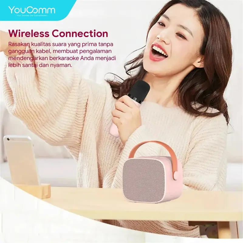 Youcomm Karaoke Mini Speaker Microphone Karaoke Premium Set Speaker Bluetooth Wireless With Mic Karoke Bluetooth Full bass Portable Speaker K1 8