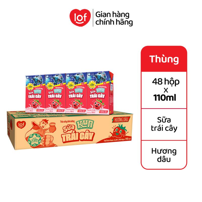 Kun Sữa trái cây hương dâu thùng 48 hộp x 110ml-ST