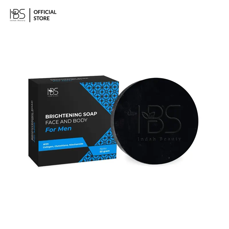 (Hitam 1pcs) IBS Sabun Brightening untuk Pria Mencerahkan Wajah Membersihkan Berminyak Kusam  Berjerawat