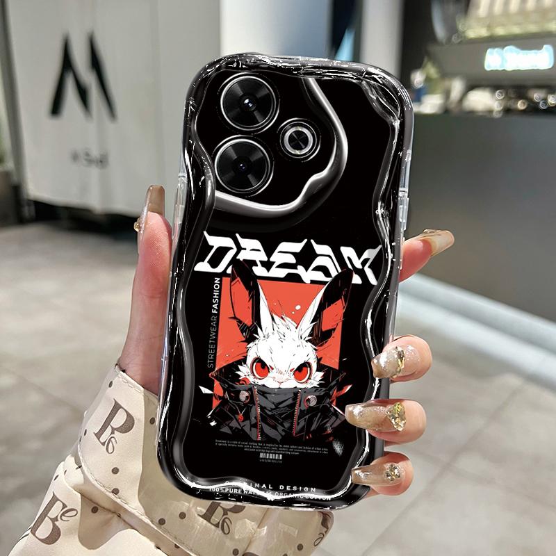 Ốp Lưng Áp dụng cho Xiaomi Redmi 13 5G 13C POCO M6 4G M6 Plus 5G C65 Ốp Trường hợp Mẫu Thỏ mát mẻ Chống ngã Kem gợn sóng Silicone mềm trường hợp Ốp