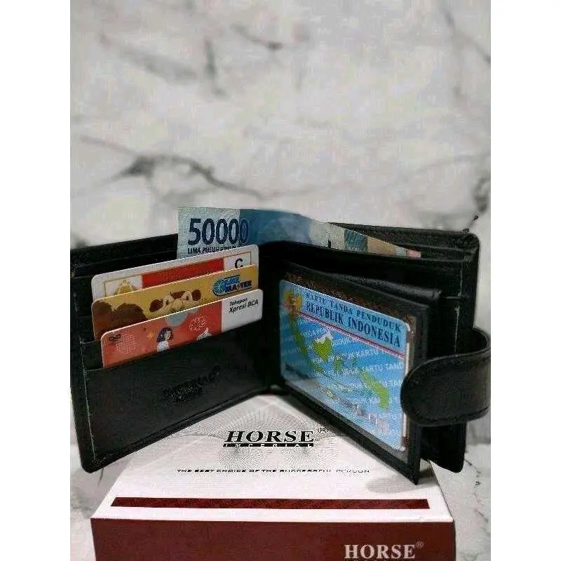 Dompet Pria Kulit Asli Imperial Horse Model Kancing Standar Kartu Uang 3